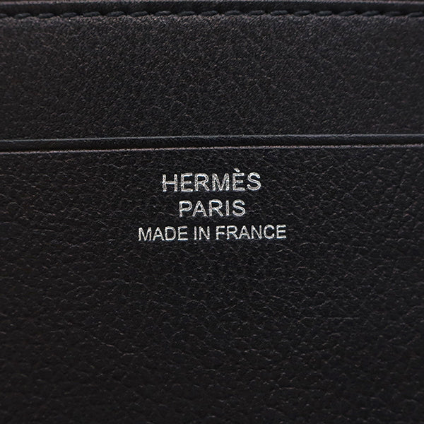 エルメス HERMES ジップアンゴー H コンパクト ブラック エバーグレイン 二つ折り財布 シルバー金具 黒