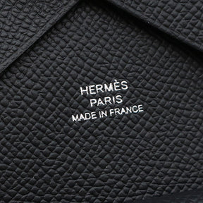 エルメス HERMES カルヴィ デュオ ブラック ヴォーエプソン カードケース シルバー金具 新品 未使用 黒