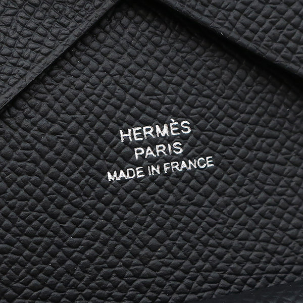 エルメス HERMES カルヴィ デュオ ブラック ヴォーエプソン カードケース シルバー金具 新品 未使用 黒