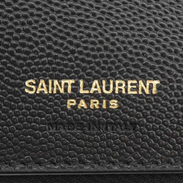 サンローラン SAINT LAURENT モノグラム コンパクトジップアラウンドウォレット 668288 ブラック グレインレザー 三つ折り財布 ゴールド金具 黒