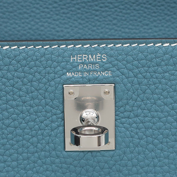 エルメス HERMES ケリー25 内縫い ニューブルージーン トゴ 2WAYバッグ シルバー金具 青 ショルダー