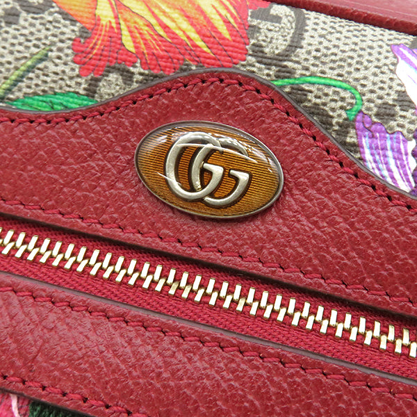 グッチ GUCCI オフィディア GG フローラ ミニショルダー 517350 ベージュ×レッド GGスプリームキャンバス レザー ショルダーバッグ ゴールド金具 赤 花柄