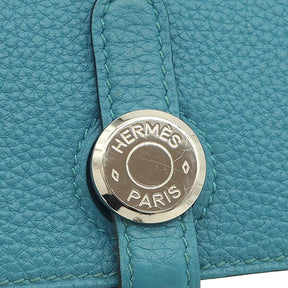 エルメス HERMES ドゴンロング ブルー系 トゴ 長財布 シルバー金具 青