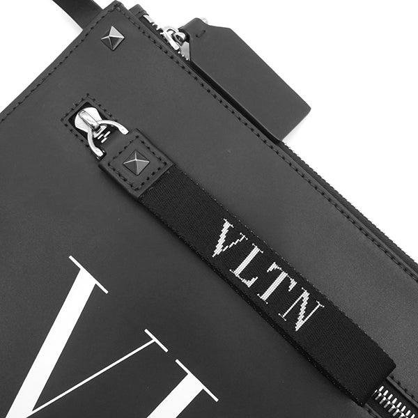 ヴァレンティノ VALENTINO VLTN クリアトート クリアXブラック ビニール レザー トートバッグ シルバー金具 ポーチ付き