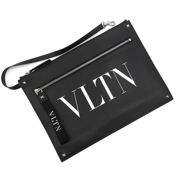 ヴァレンティノ VALENTINO VLTN クリアトート クリアXブラック ビニール レザー トートバッグ シルバー金具 ポーチ付き