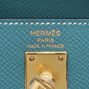 エルメス HERMES ケリー25 外縫い ニューブルージーン ヴォーエプソン 2WAYバッグ ゴールド金具 新品 未使用 青 ショルダー