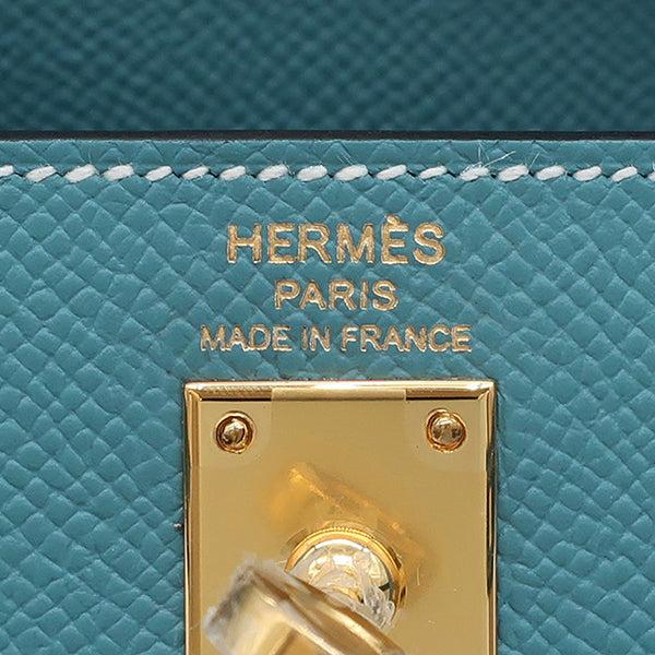 エルメス HERMES ケリー25 外縫い ニューブルージーン ヴォーエプソン 2WAYバッグ ゴールド金具 新品 未使用 青 ショルダー