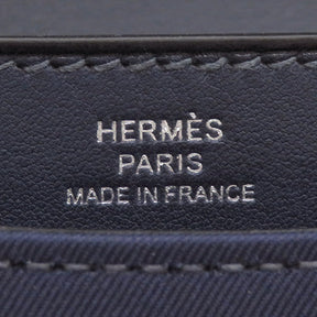 エルメス HERMES コンスタンス3 ミニ ミロワール ネイビー系 シルク ショルダーバッグ シルバー金具 紺