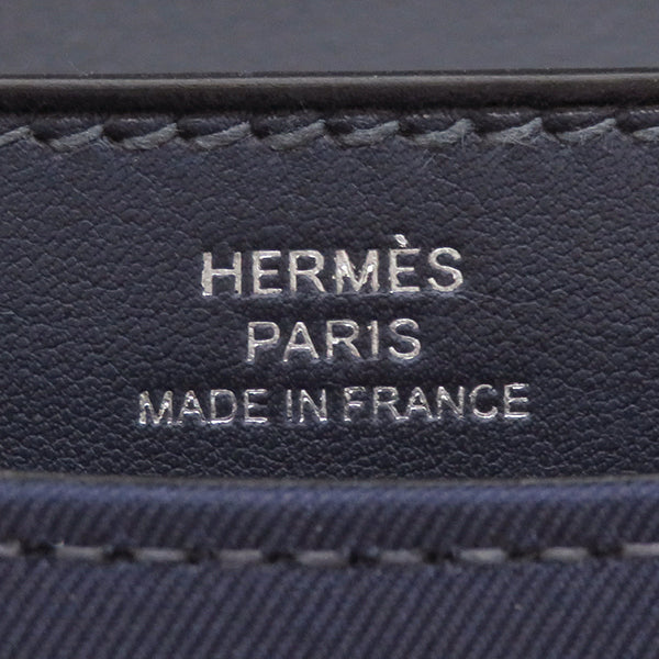 エルメス HERMES コンスタンス3 ミニ ミロワール ネイビー系 シルク ショルダーバッグ シルバー金具 紺