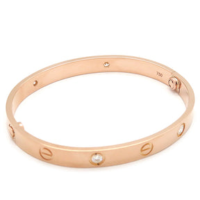 カルティエ Cartier LOVE ラブブレス ハーフダイヤ 4Pダイヤ B6069917 ピンクゴールド K18PG ダイヤモンド #17 ブレスレット 750PG 18K 18金