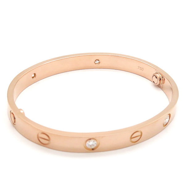 カルティエ Cartier LOVE ラブブレス ハーフダイヤ 4Pダイヤ B6069916 ピンクゴールド K18PG ダイヤモンド #16 ブレスレット 750PG 18K 18金