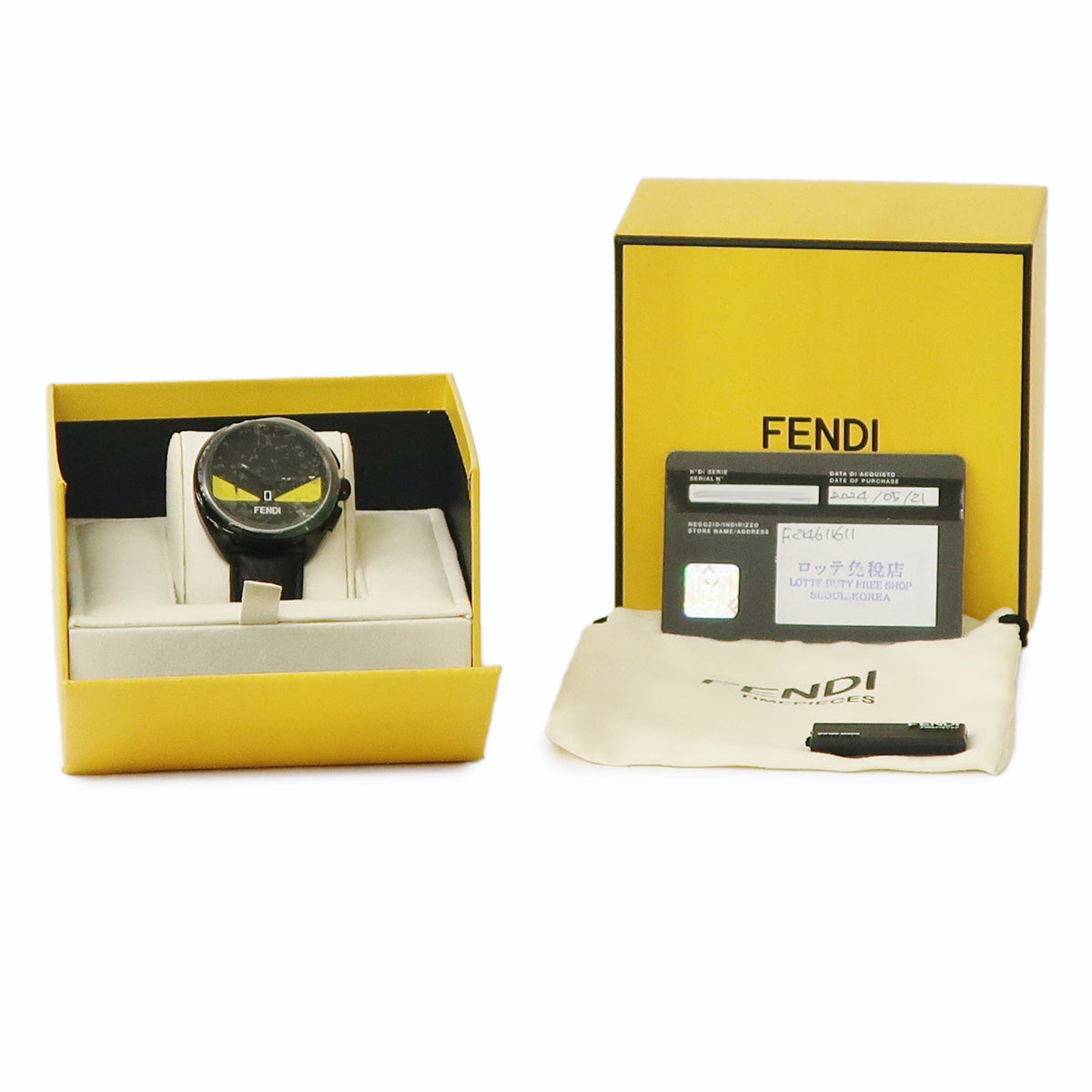 フェンディ FENDI モンスター バグズ クロノグラフ 40MM F214611611 クオーツ メンズ 未使用 イエローアイ 黒