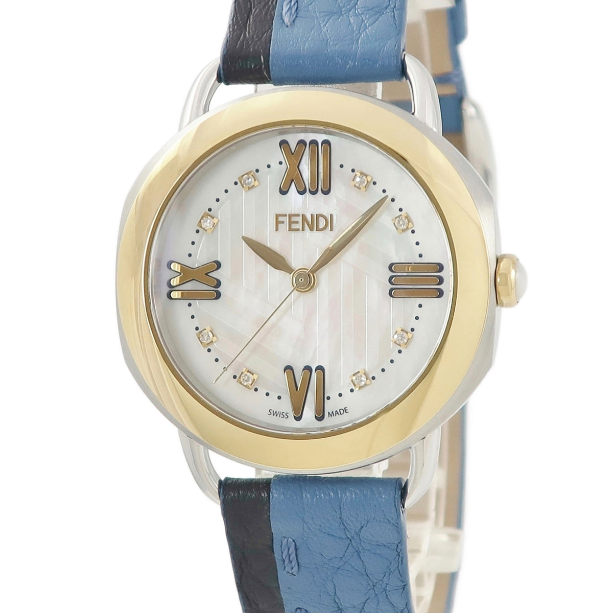 フェンディ FENDI セレリア 36MM F8021345H0D1 クオーツ メンズ レディース 未使用 純正ダイヤ シェル ゴールド 白