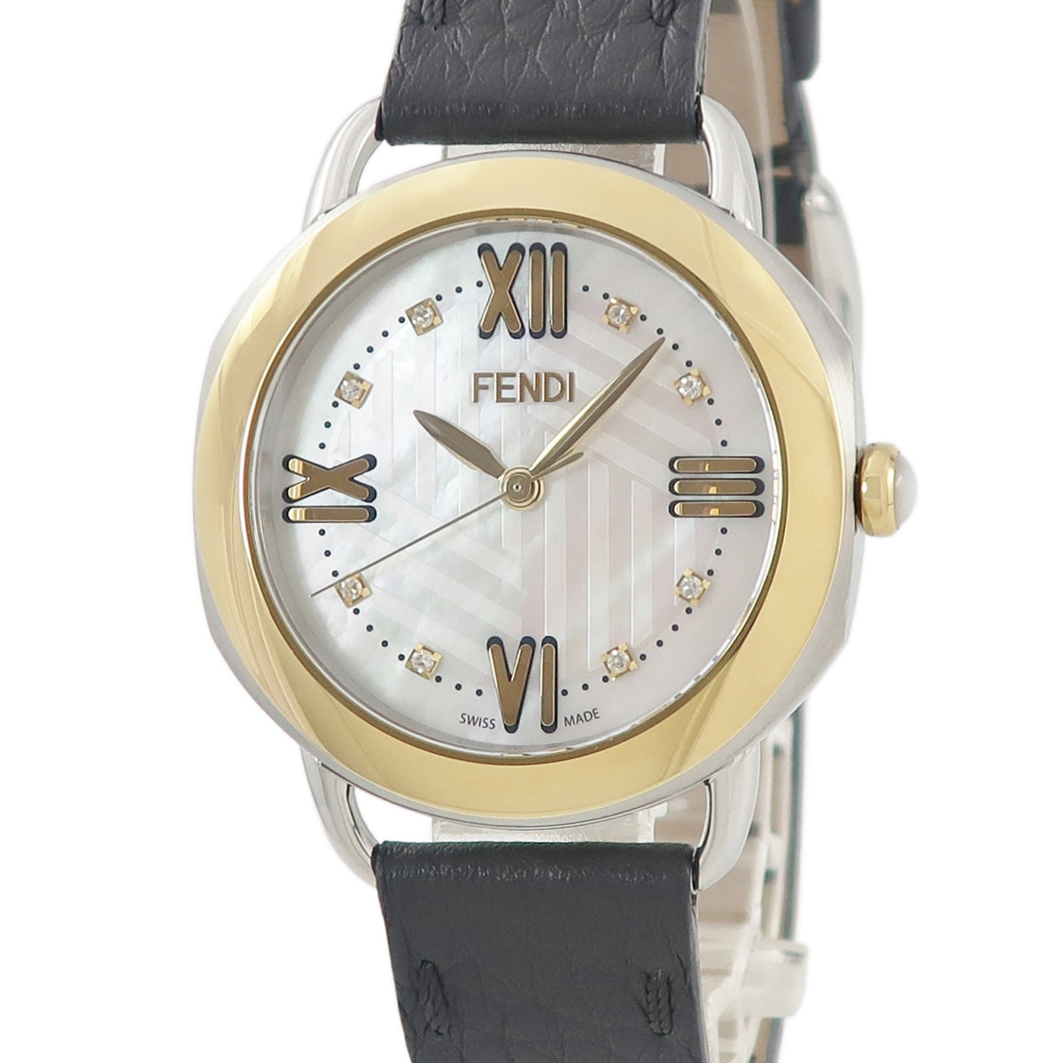 フェンディ FENDI セレリア 36MM F8021345H0D1 クオーツ メンズ レディース 未使用 純正ダイヤ シェル ゴールド 白