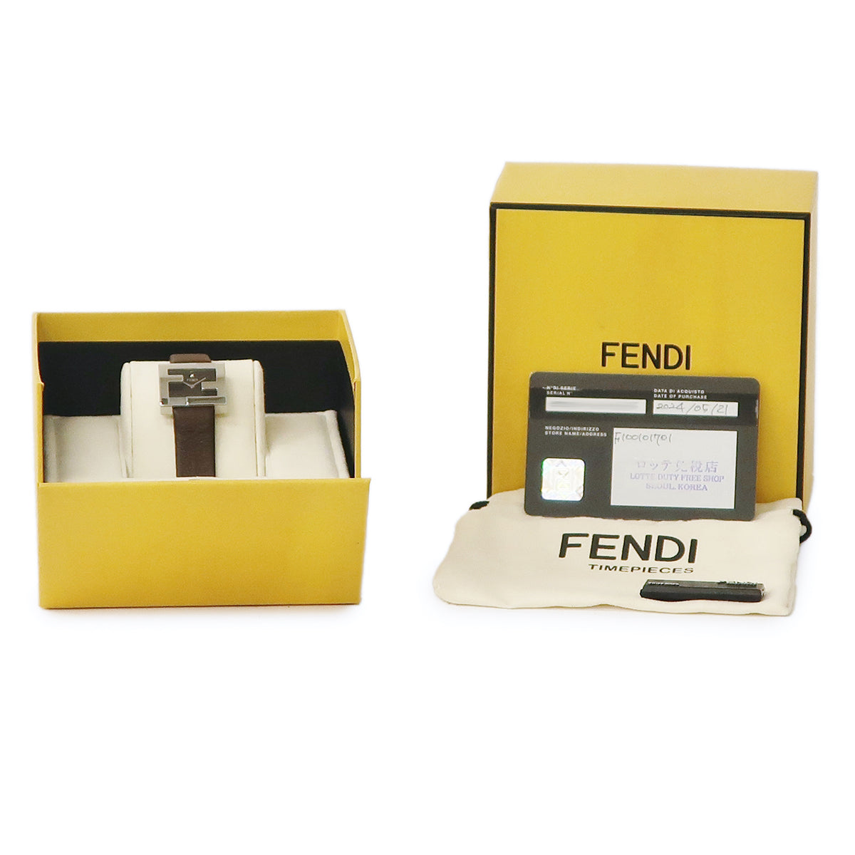 フェンディ FENDI レクタンギュラー F100101701 クオーツ レディース 未使用 ズッカフェイス 純正ダイヤ シルバー 茶