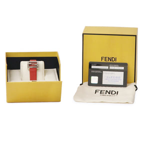 フェンディ FENDI レクタンギュラー F100101901 クオーツ レディース 未使用 ズッカフェイス 純正ダイヤ シルバー 赤