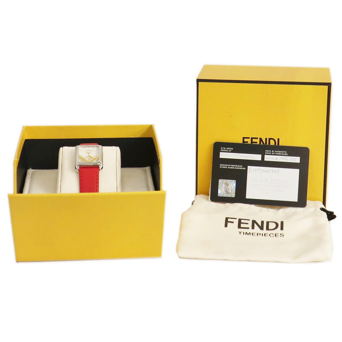 フェンディ FENDI タイムピーシズ ラナウェイ レクタングル F107020301 クオーツ レディース 未使用 ホワイト×ゴールド