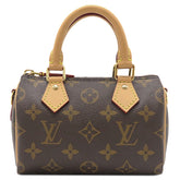 ルイヴィトン LOUIS VUITTON ナノ スピーディ M81085 モノグラム モノグラムキャンバス ハンドバッグ ゴールド金具 茶 ショルダーストラップ欠品