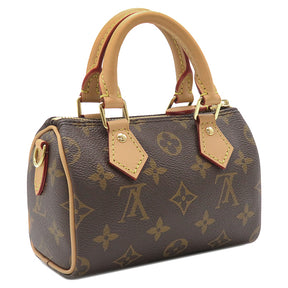 ルイヴィトン LOUIS VUITTON ナノ スピーディ M81085 モノグラム モノグラムキャンバス ハンドバッグ ゴールド金具 茶 ショルダーストラップ欠品