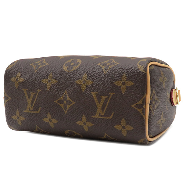 ルイヴィトン LOUIS VUITTON ナノ スピーディ M81085 モノグラム モノグラムキャンバス ハンドバッグ ゴールド金具 茶 ショルダーストラップ欠品