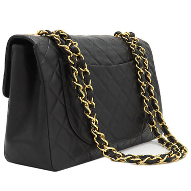 シャネル CHANEL デカマトラッセ A01094 ブラック ラムスキン ショルダーバッグ ゴールド金具 黒 フラップバッグ チェーンショルダー