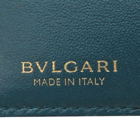 ブルガリ BVLGARI インフィニートゥム コンパクトウォレット 291749 ブラック×グリーン レザー 二つ折り財布 ゴールド金具 黒