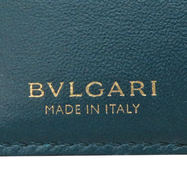 ブルガリ BVLGARI インフィニートゥム コンパクトウォレット 291749 ブラック×グリーン レザー 二つ折り財布 ゴールド金具 黒