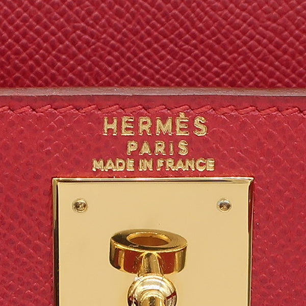 エルメス HERMES ケリー28 外縫い ルージュヴィフ ヴォーエプソン 2WAYバッグ ゴールド金具 赤 ショルダー