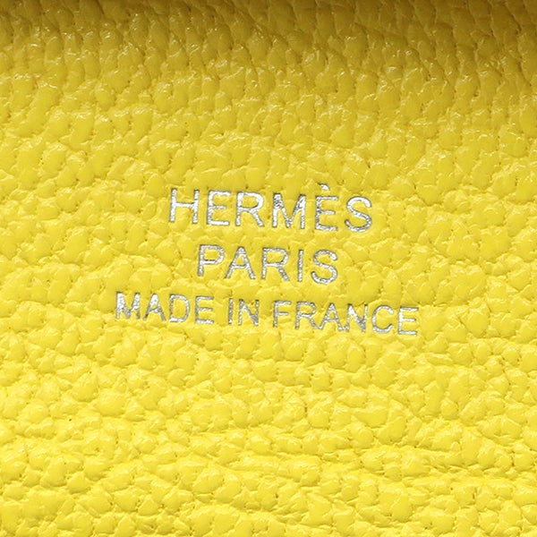 エルメス HERMES バスティア ライム シェーブル コインケース シルバー金具 黄色