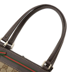 グッチ GUCCI シェリーライン ショルダーバック 257062 ベージュ GGキャンバス レザー トートバッグ ゴールド金具 茶 ウェブ