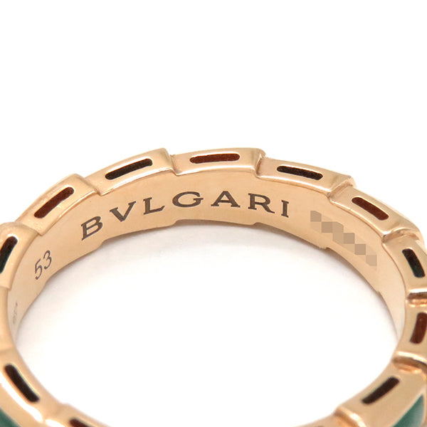 ブルガリ BVLGARI セルペンティ ヴァイパー ダイヤリング ピンクゴールド K18PG ダイヤモンド マラカイト #53(JP13) リング 指輪