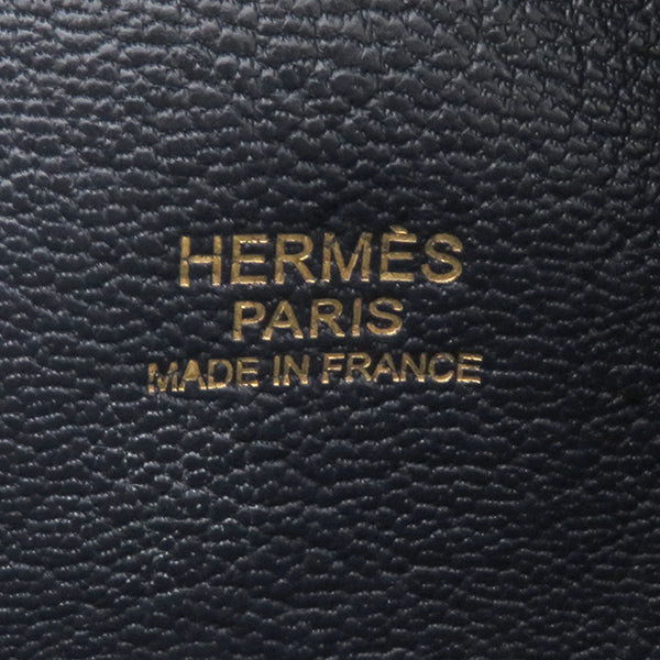 エルメス HERMES プリュム32 ネイビー×グリーン ヴォーエプソン ハンドバッグ ゴールド金具 紺 緑