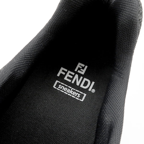 フェンディ FENDI Faster FFロゴ 7E1555 ブラック レザー メッシュ ＃9 スニーカー 黒