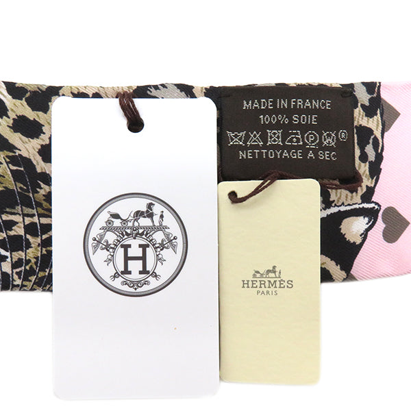 エルメス HERMES ツイリー ローズペール×エトゥープ×ブラウン シルク スカーフ 新品 未使用【JUNGLE LOVE LOVE/ジャングル ラブ ラブ】