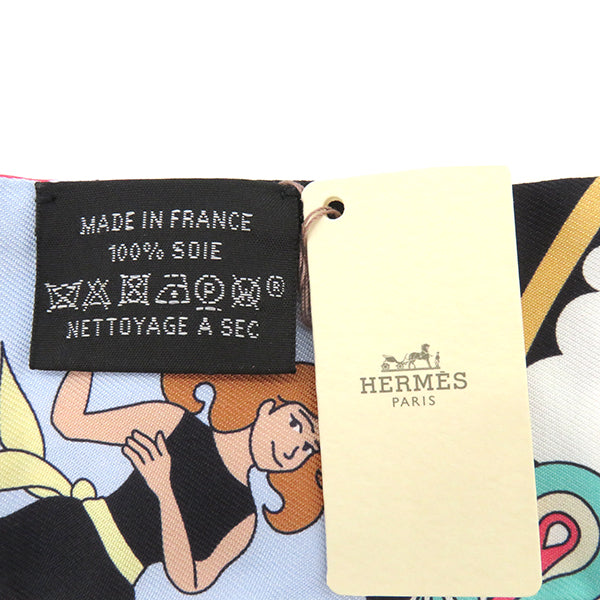 エルメス HERMES ツイリー ブラック×シエル×マルチカラー シルク スカーフ 新品 未使用【CARRES VOLANTS/空飛ぶカレ】