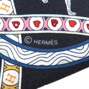 エルメス HERMES ツイリー ノワール×ルージュ×オレンジ シルク スカーフ 【DAME DE COEUR/ダム ドゥ クール】