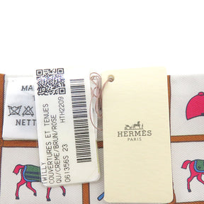 エルメス HERMES ツイリー クリーム×ホワイト×ローズ シルク スカーフ 新品 未使用【COUVERTURES ET TENUES/馬着】