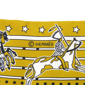 エルメス HERMES ツイリー グリスアントラシット×ゴールド×ブラック シルク スカーフ 【Pani La Shar Pawnee/パウニー族の首長】