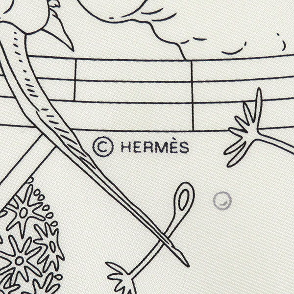 エルメス HERMES カレ90 CARRE ホワイト×ブラック×グリス シルク スカーフ 【HERMES FLAGSHIP/エルメスフラッグシップ】