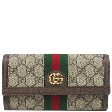 グッチ GUCCI GG コンチネンタルウォレット 523153 GGスプリーム GGスプリームキャンバス レザー 長財布 ゴールド金具 茶 ベージュ