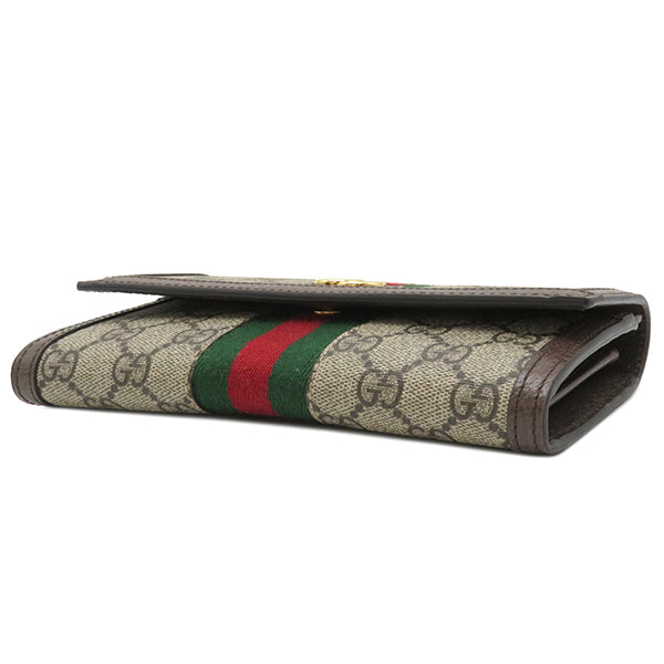 グッチ GUCCI GG コンチネンタルウォレット 523153 GGスプリーム GGスプリームキャンバス レザー 長財布 ゴールド金具 茶 ベージュ