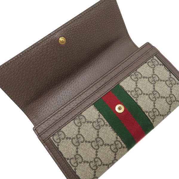 グッチ GUCCI GG コンチネンタルウォレット 523153 GGスプリーム GGスプリームキャンバス レザー 長財布 ゴールド金具 茶 ベージュ