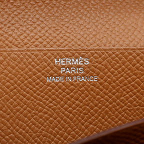 エルメス HERMES ベアンスフレ ゴールド ヴォーエプソン 長財布 シルバー金具 茶 二つ折り財布