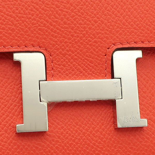 エルメス HERMES コンスタンス トゥーゴー オレンジフィールド ヴォーエプソン 長財布 シルバー金具 新品 未使用 蛍光 ショルダー