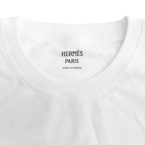 エルメス HERMES 刺繍 ポケット ホワイト コットン 13196 半袖Ｔシャツ 白