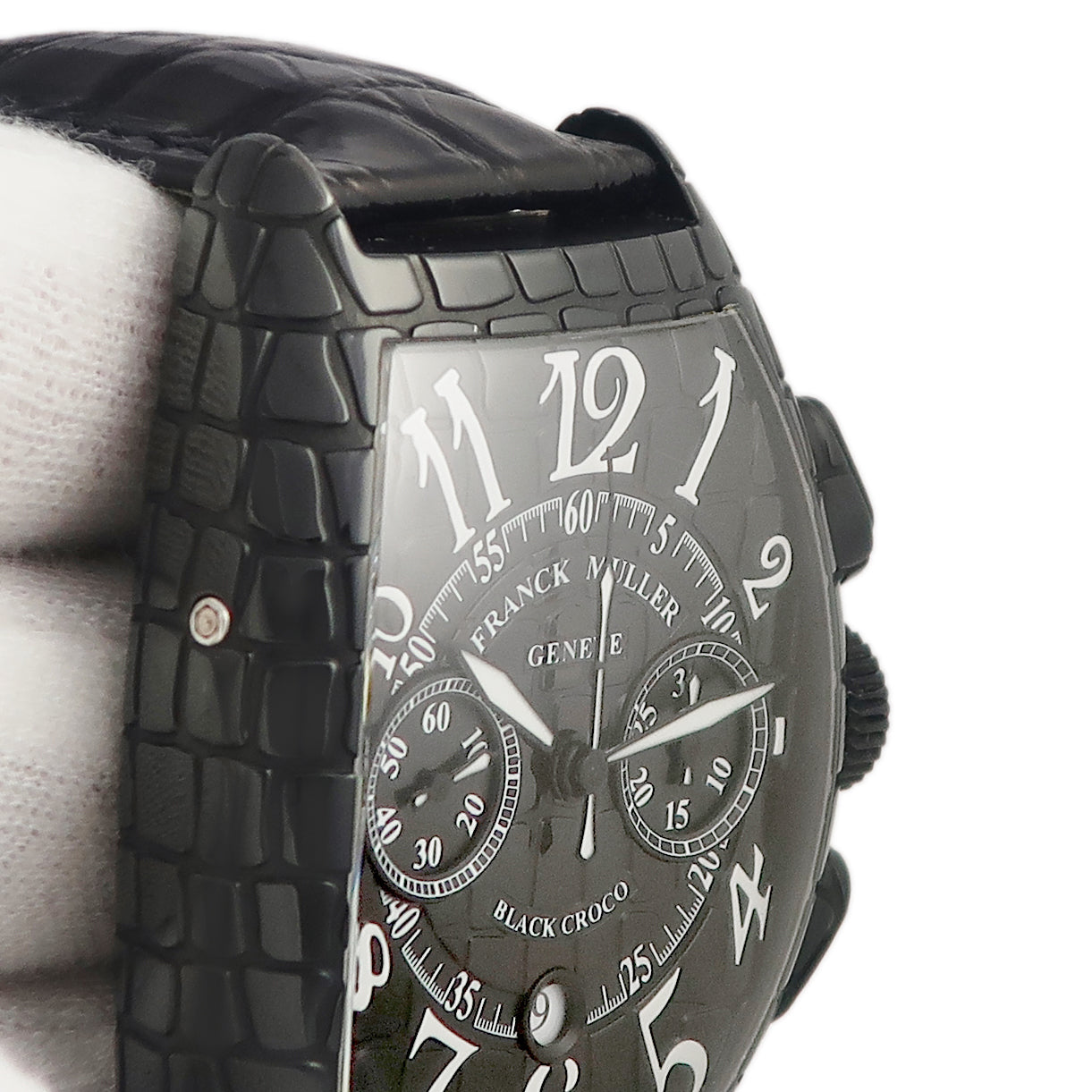 フランクミュラー FRANCK MULLER トノウカーベックス ブラッククロコ クロノ 8880CCAT BLK CRO 自動巻き メンズ トノー PVD 黒