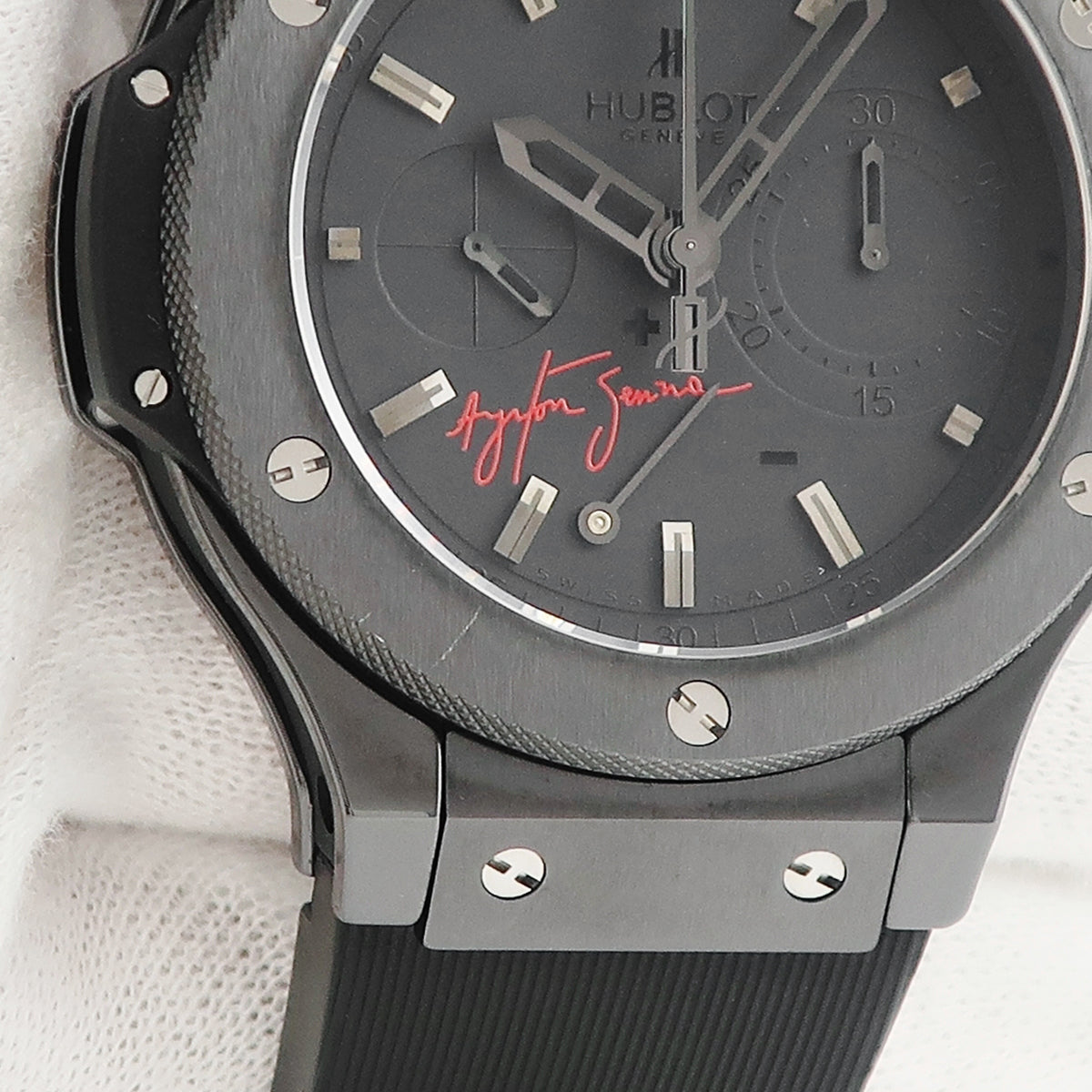 ウブロ HUBLOT ビッグバン オールブラック 309.CM.134.RX.AES07 自動巻き メンズ OH済 アイルトンセナコラボ 限定