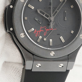 ウブロ HUBLOT ビッグバン オールブラック 309.CM.134.RX.AES07 自動巻き メンズ OH済 アイルトンセナコラボ 限定