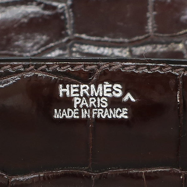 エルメス HERMES バーキン50 マカサー ポロサス ハンドバッグ シルバー金具 茶 クロコ