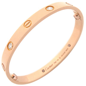 カルティエ Cartier LOVE ラブブレス ハーフダイヤ 4Pダイヤ B6069916 ピンクゴールド K18PG ダイヤモンド #16 ブレスレット 750PG 18K 18金